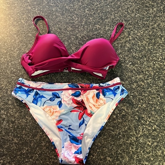 COPY - Cupshe Plum and Floral Wrap Bikini - Picture 1 of 11